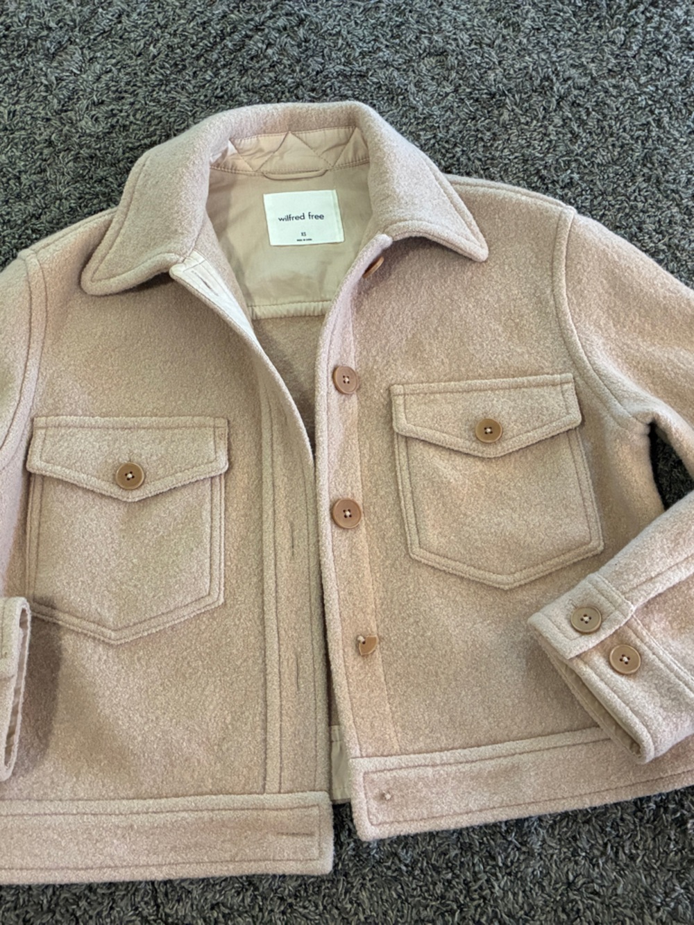 Aritzia Wilfred Free Ganna Jacket XS Blush Wool Blend Shirt Jacket